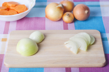 Chopped onion and carrot