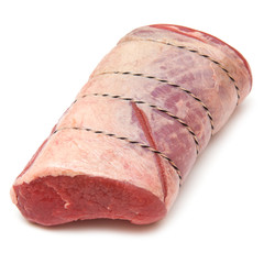 Brisket of beef joint isolated on a white studio background.