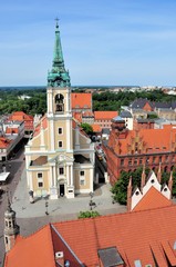 Obraz premium Old town skyline of Torun - aerial view from town hall tower