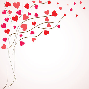 Valentine's day background. Tree with hearts (vector)
