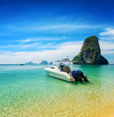 Boats on Phra Nang beach, Thailand