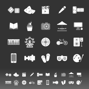 Entertainment icons on gray background