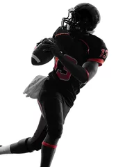Tuinposter american football player quarterback portrait silhouette © snaptitude