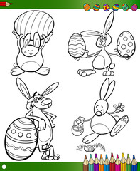 easter bunnies cartoons for coloring book