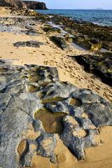 in lanzarote spain  rock stone sky cloud be