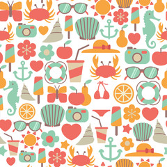 Naklejka premium seamless pattern with summer icons