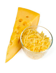 grated cheese isolated on white background