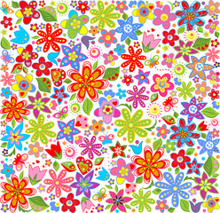 Panele Szklane Podświetlane  Wiosenna tapeta w kwiaty