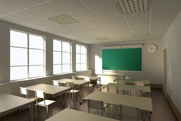 Fototapeta na wymiar realistic 3d render of classroom