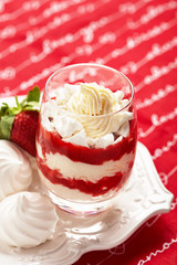 Eton Mess with strawberry, cream and meringue