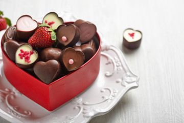 Heart shape chocolate candies