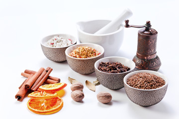 spices in a small ceramic cups