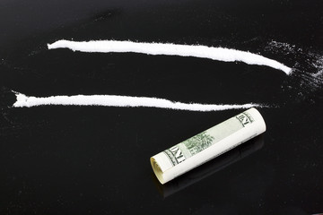 cocaine powder in lines