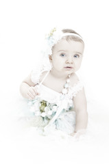 baby in vintage dress