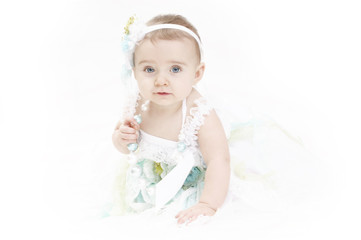 baby in vintage dress