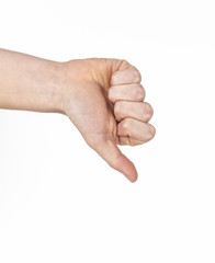 thumbs down sign with hand