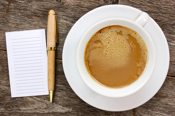 Blank paper with hot coffee cup