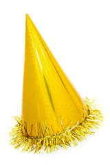 Golden party hat cone - obrazy, fototapety, plakaty