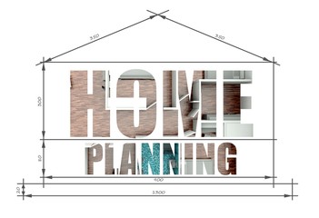 Home planning illustration in house blueprint