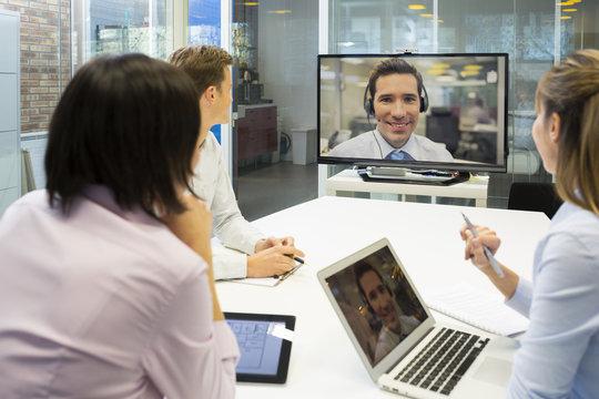 Group Of Business people In video conference during a meeting