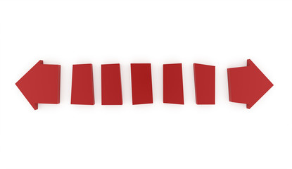 Red business arrows rendered isolated