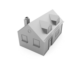 Black and white house icon rendered and isolated