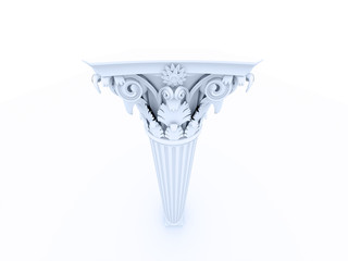 Historic column head isolated on white