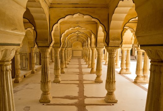 Columns in Amber Fort near Jaipur