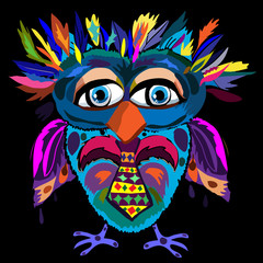 Fototapeta premium Cute Owl, cartoon drawing, cute illustration for children