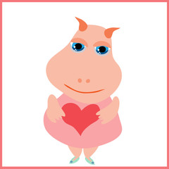 Cute fairy tale character keeps the heart in hand