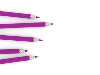 Purple pencils on white