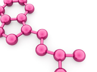 Pink molecule concept rendered on white