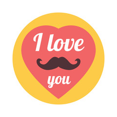 Vector Flat Trendy Hipster I Love You Illustration Concept