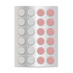 Pills in a blister pack. Vector illustration