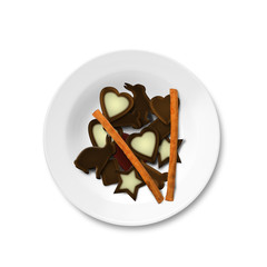 A plate of sweets, biscuits, chocolate