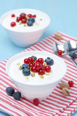 fresh sweet yogurt with berries