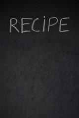 recipe title written white chalk on a blackboard
