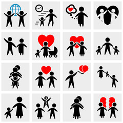 People Family Pictogram. Set web icon