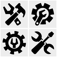 Tools vector icons set on gray
