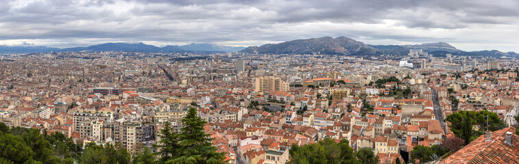 Fototapeta na wymiar Panorama of Marseille from Notre-Dame de la Garde