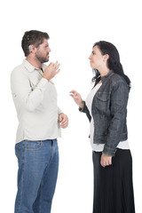 young deaf  or hearing impaired couple or siblings signing
