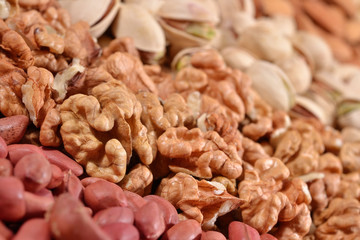 Heap of assorted nuts