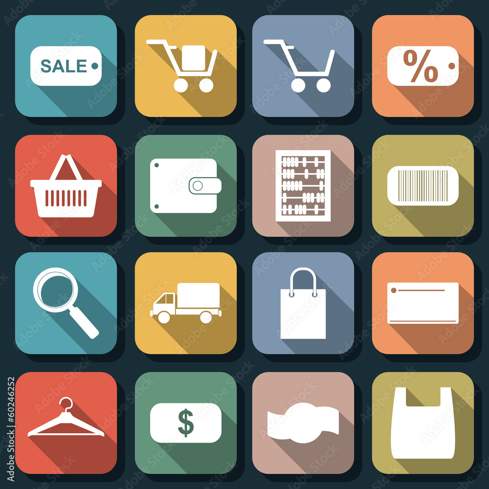 Poster flat web icons vector set 7