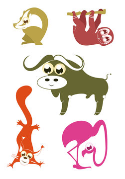 Cartoon funny animals set for design 5