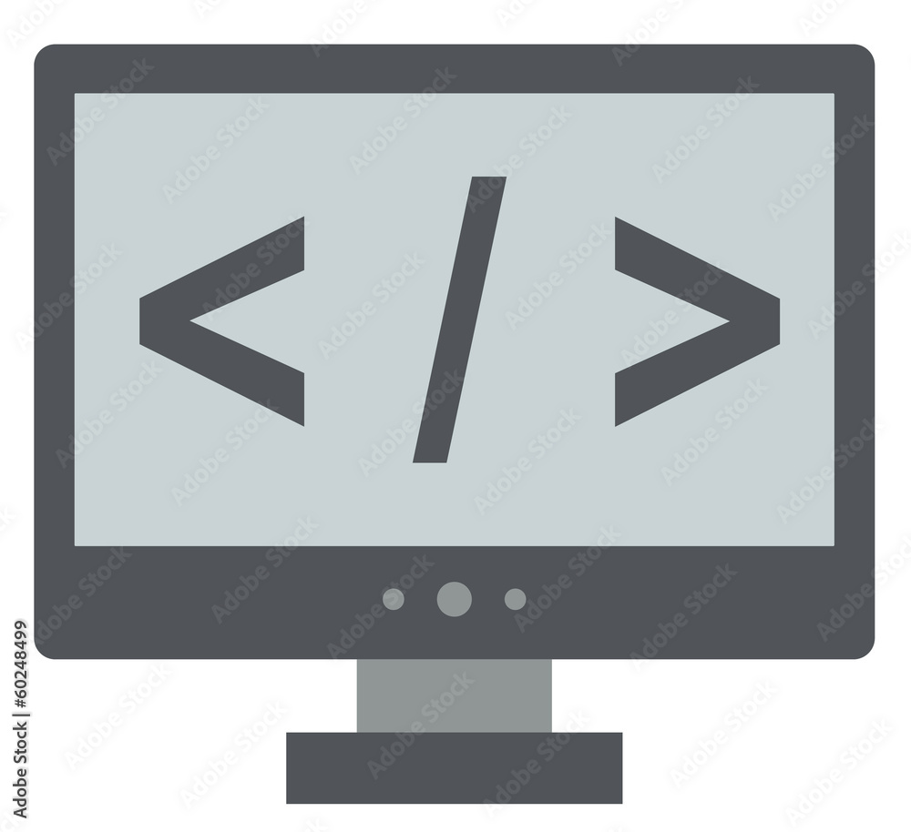 Poster vector icon of development website process, the screen of person