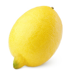 Single fresh lemon isolated on white with clipping path