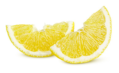 Slices of lemon fruit isolated on white background