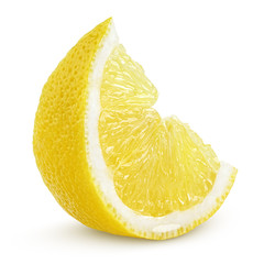Slice of lemon fruit isolated on white background