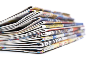 stack of newspapers close-up