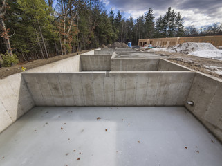 Concrete foundation for new houses